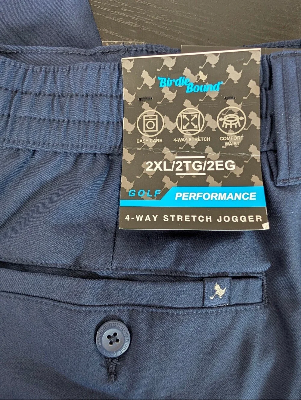 Birdie Bound Golf Jogger Pants Men's 2XL Navy 4 Way Stretch NWT Cell Pocket